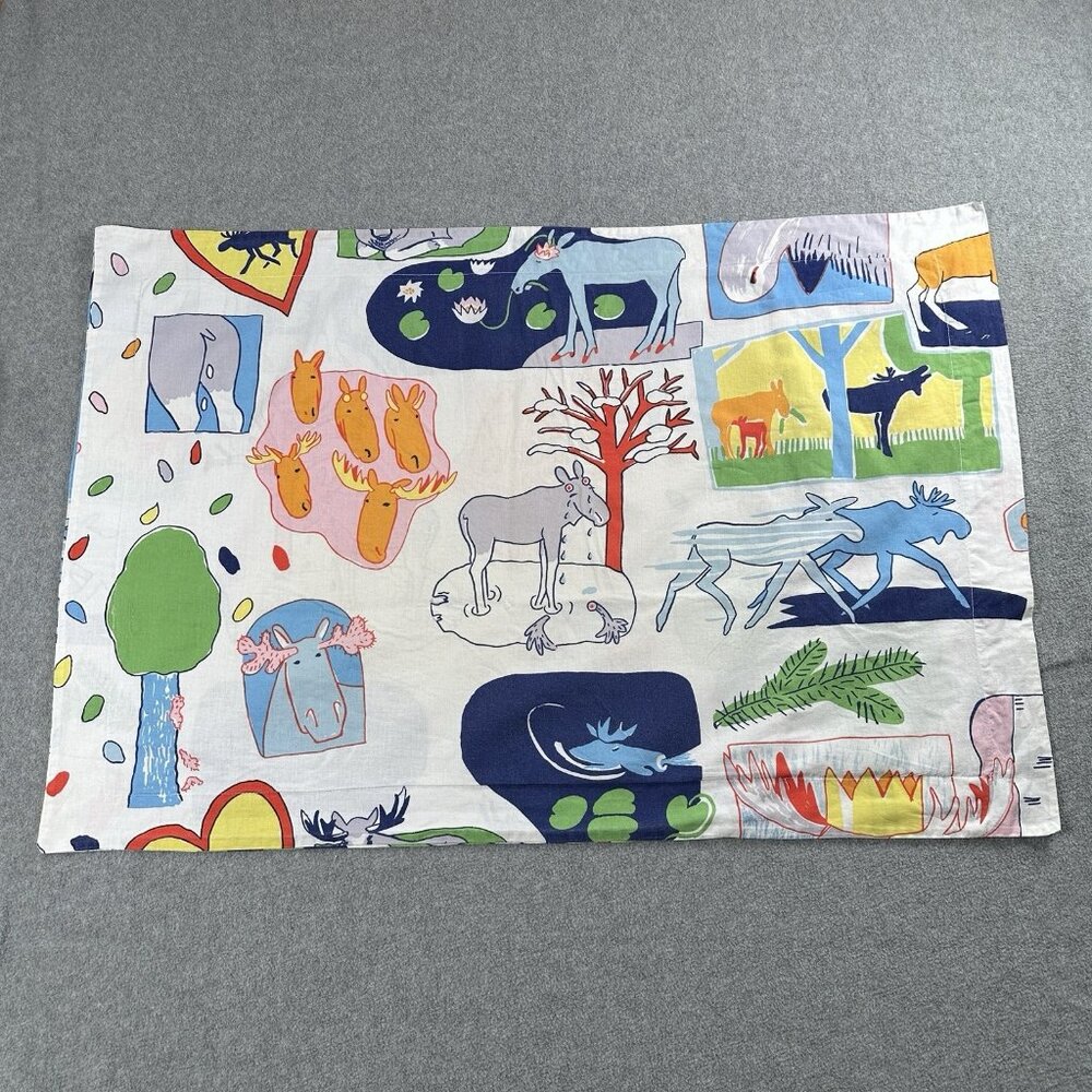 Vintage IKEA Kids Pillowcase TASSA SKOG Animal Forest Print Cotton